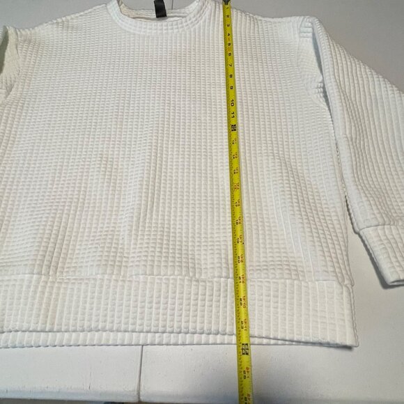 Dazy White Textured Waffle-Knit Crewneck Pullover Sweater M - Picture 9 of 11